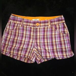 Plaid Women's Shorts in Purple and Orange